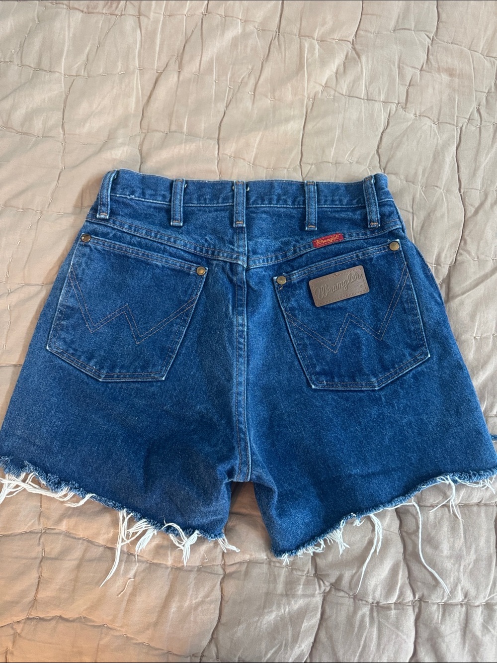 Wrangler High-Waist Dark Blue Denim Cutoff Shorts